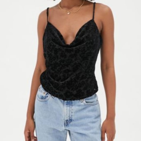 Urban Outfitters Tops - Urban Outfitters Black Velvet Crop Cami